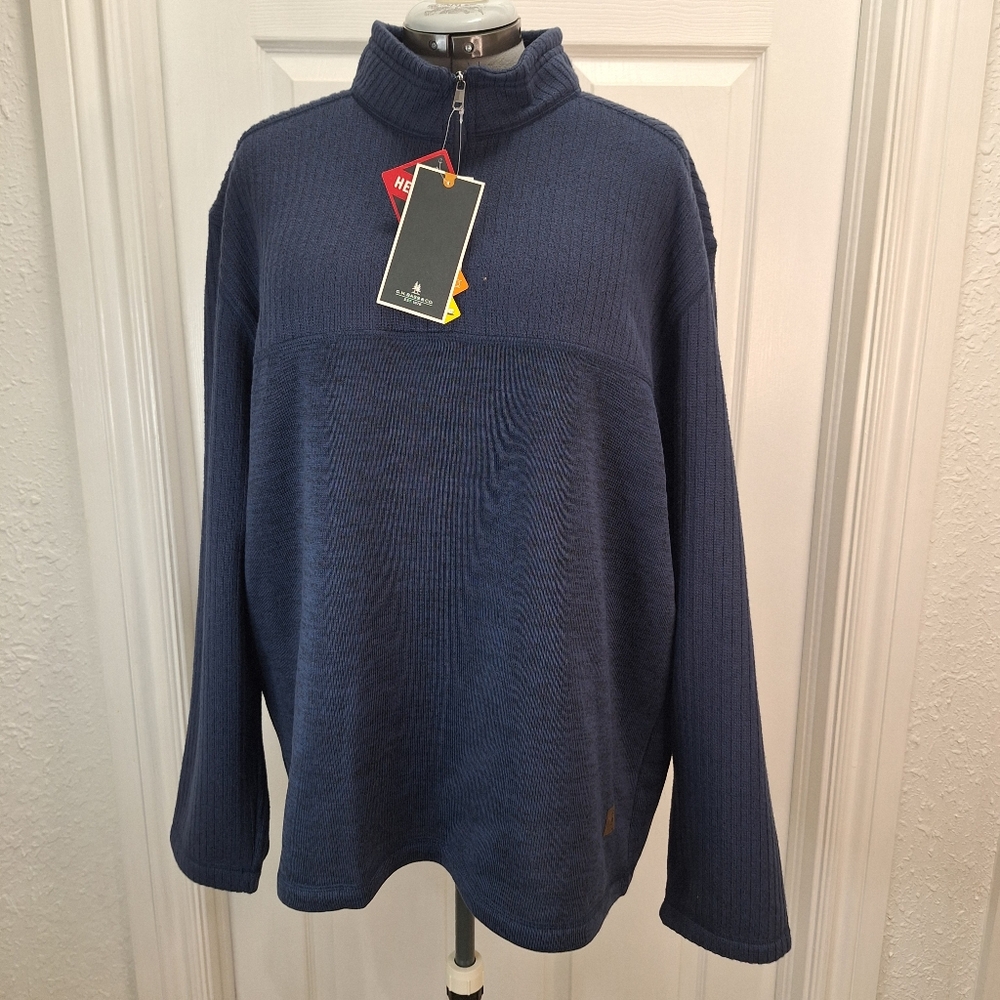 G.H. Bass & Co. Blue Zip Up Sweater Classic Knit Design (NWT)